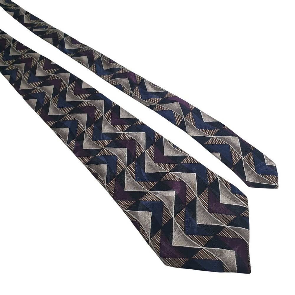 Jay Jacobs Geometric Chevron Mens Tie 5 In Long Purple Blue Gray Classic Office